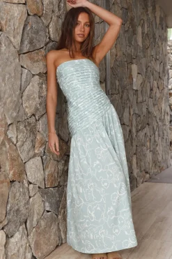 All About You Strapless Maxi Dress Sage