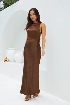 Amber Glow Maxi Dress Brown