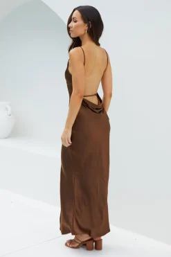 Amber Glow Maxi Dress Brown