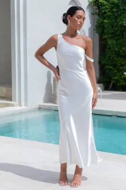 Angelica Satin Maxi Dress White