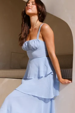 Angels Trumpet Maxi Dress Blue
