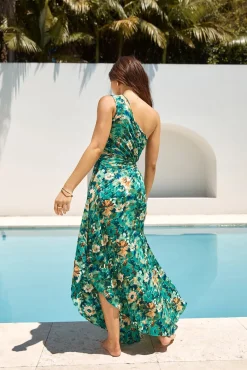 Aranya One Shoulder Maxi Dress Green