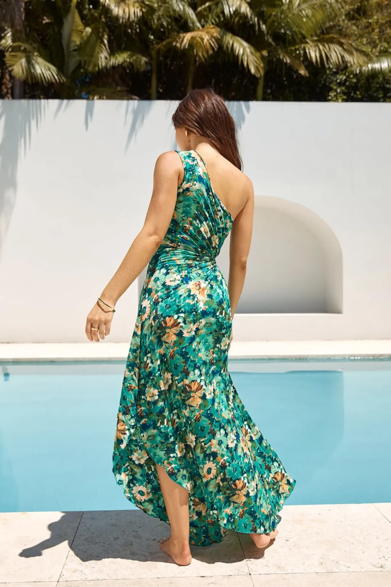 Aranya One Shoulder Maxi Dress Green