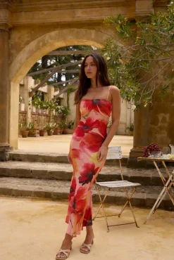 Aurora's Embrace Midi Dress Orange