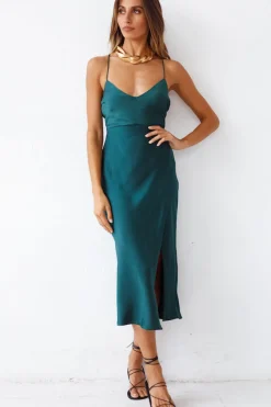 Autumn Valley Midi Dress Forest Green