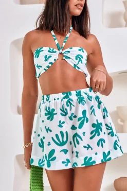 Awakening Suns Crop Top Green