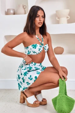 Awakening Suns Crop Top Green
