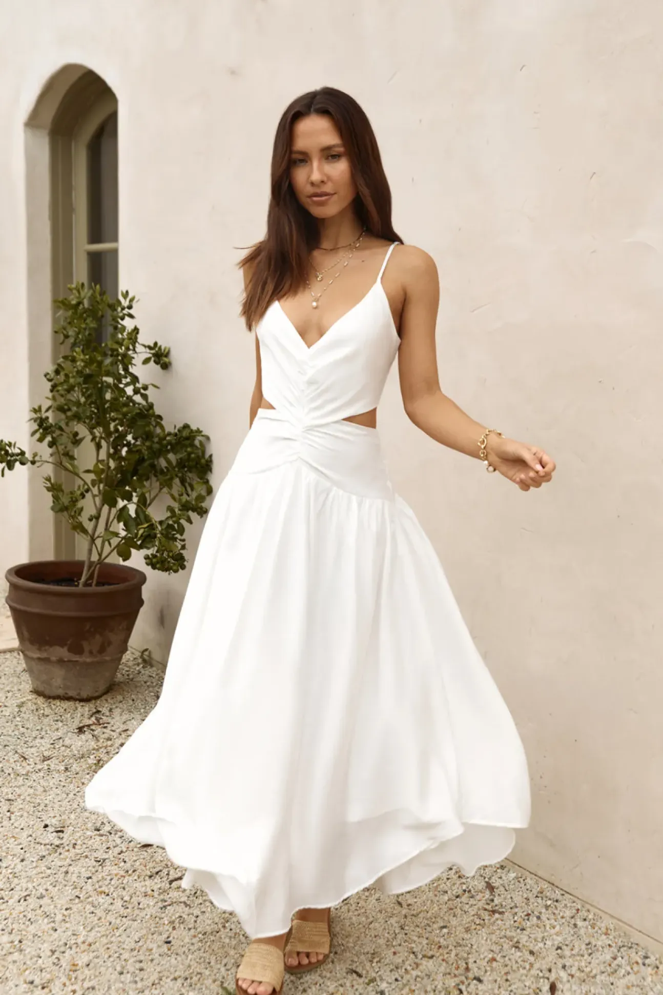 Azure Horizon Maxi Dress White