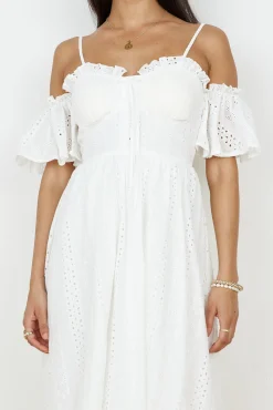 Basque Midi Dress White