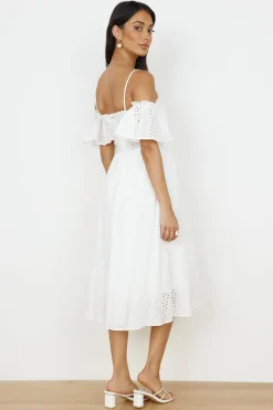 Basque Midi Dress White