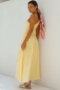 Beaming Hues One Shoulder Maxi Dress Yellow