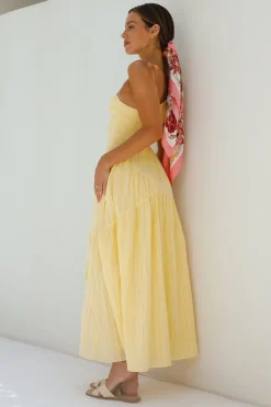 Beaming Hues One Shoulder Maxi Dress Yellow
