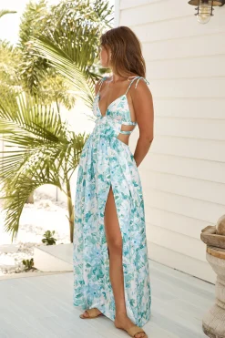Beauty In All Satin Maxi Dress Blue