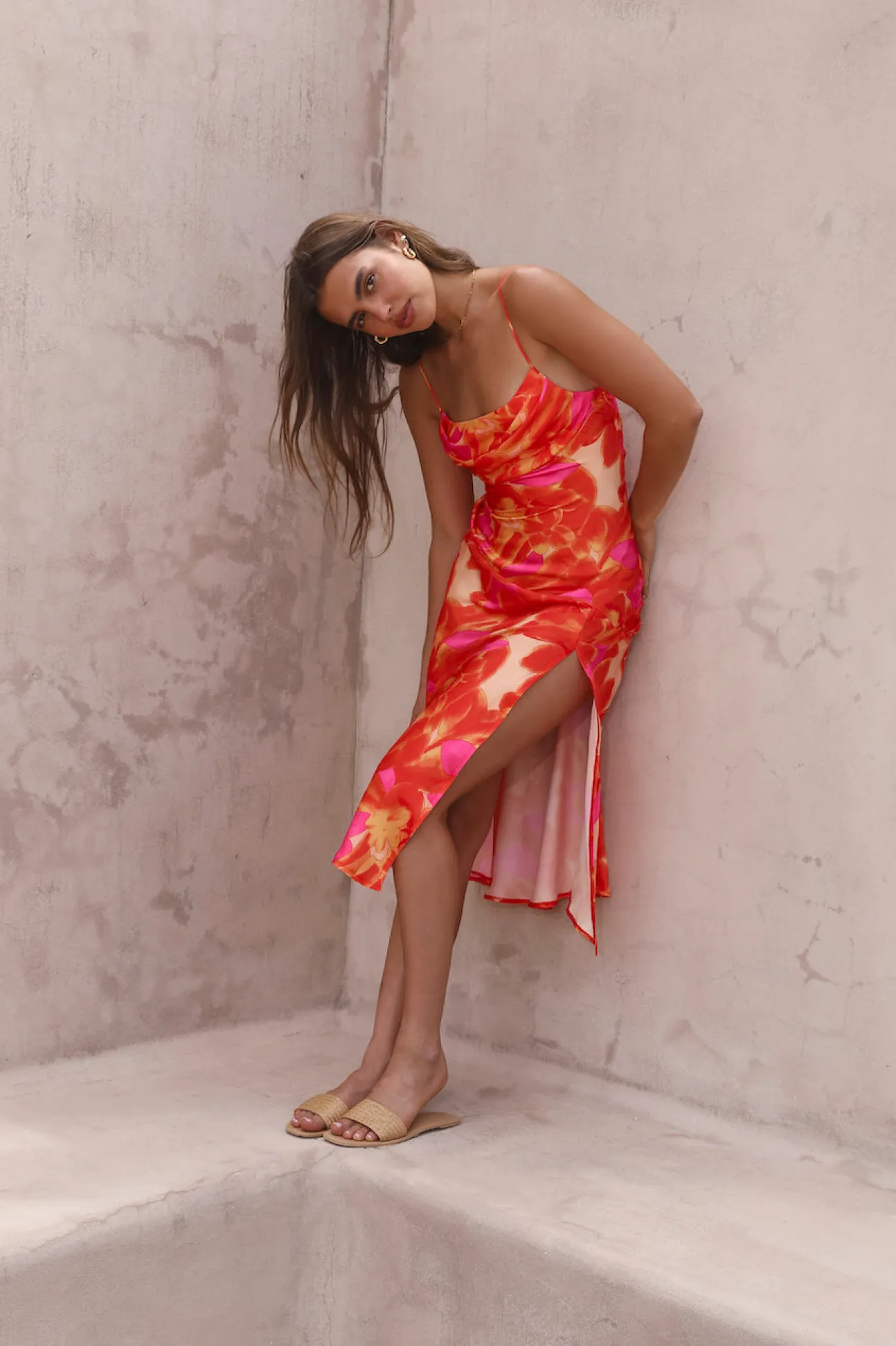 Before Dawn Midi Dress Orange