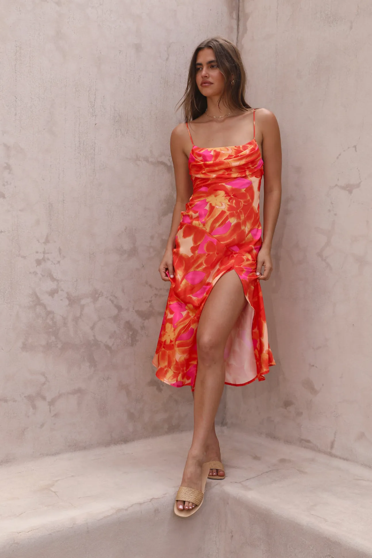 Before Dawn Midi Dress Orange