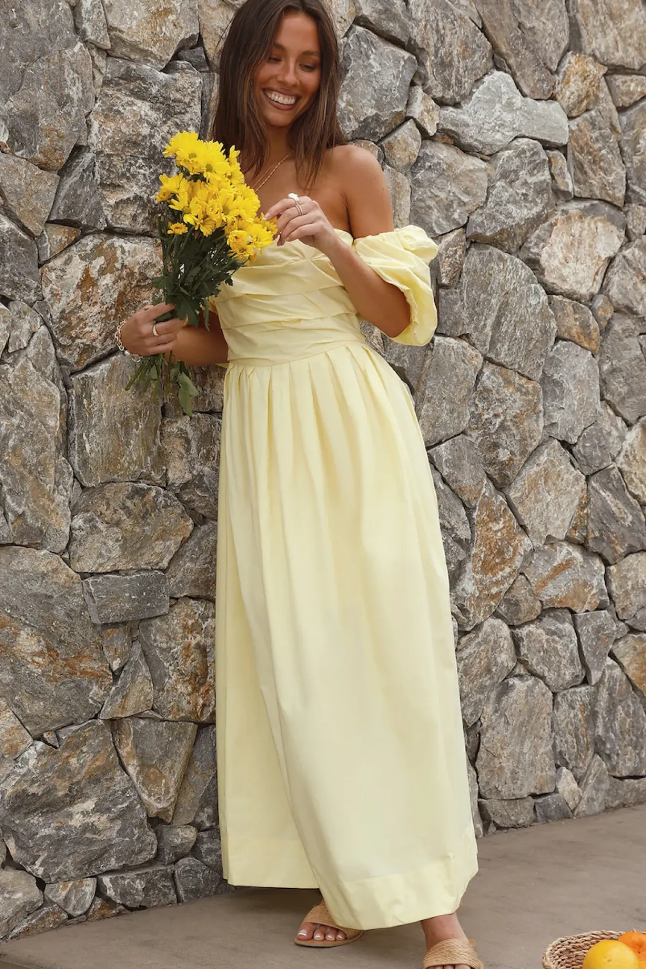 Bella Maxi Off-Shoulder Dress Yellow