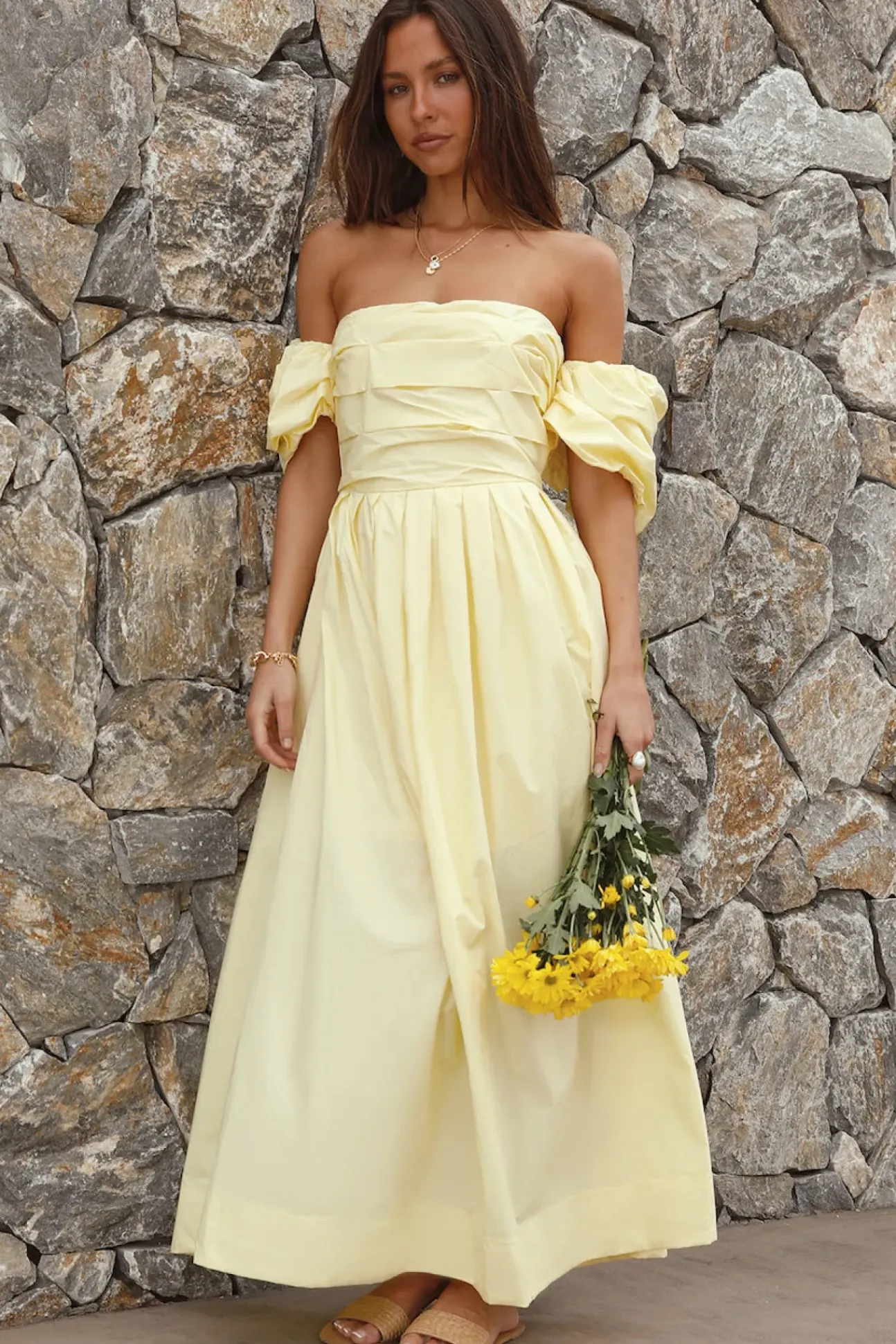 Bella Maxi Off-Shoulder Dress Yellow