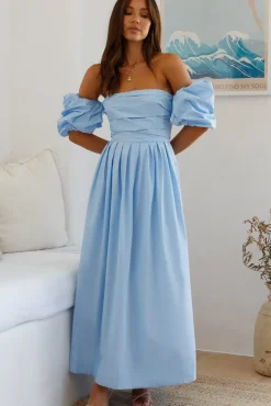 Bella Off Shoulder Maxi Dress Blue