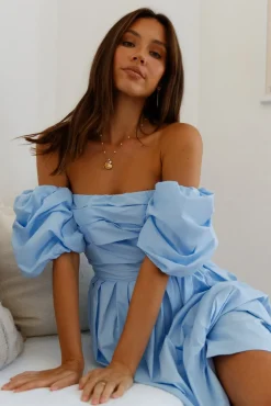 Bella Off Shoulder Maxi Dress Blue
