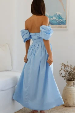 Bella Off Shoulder Maxi Dress Blue
