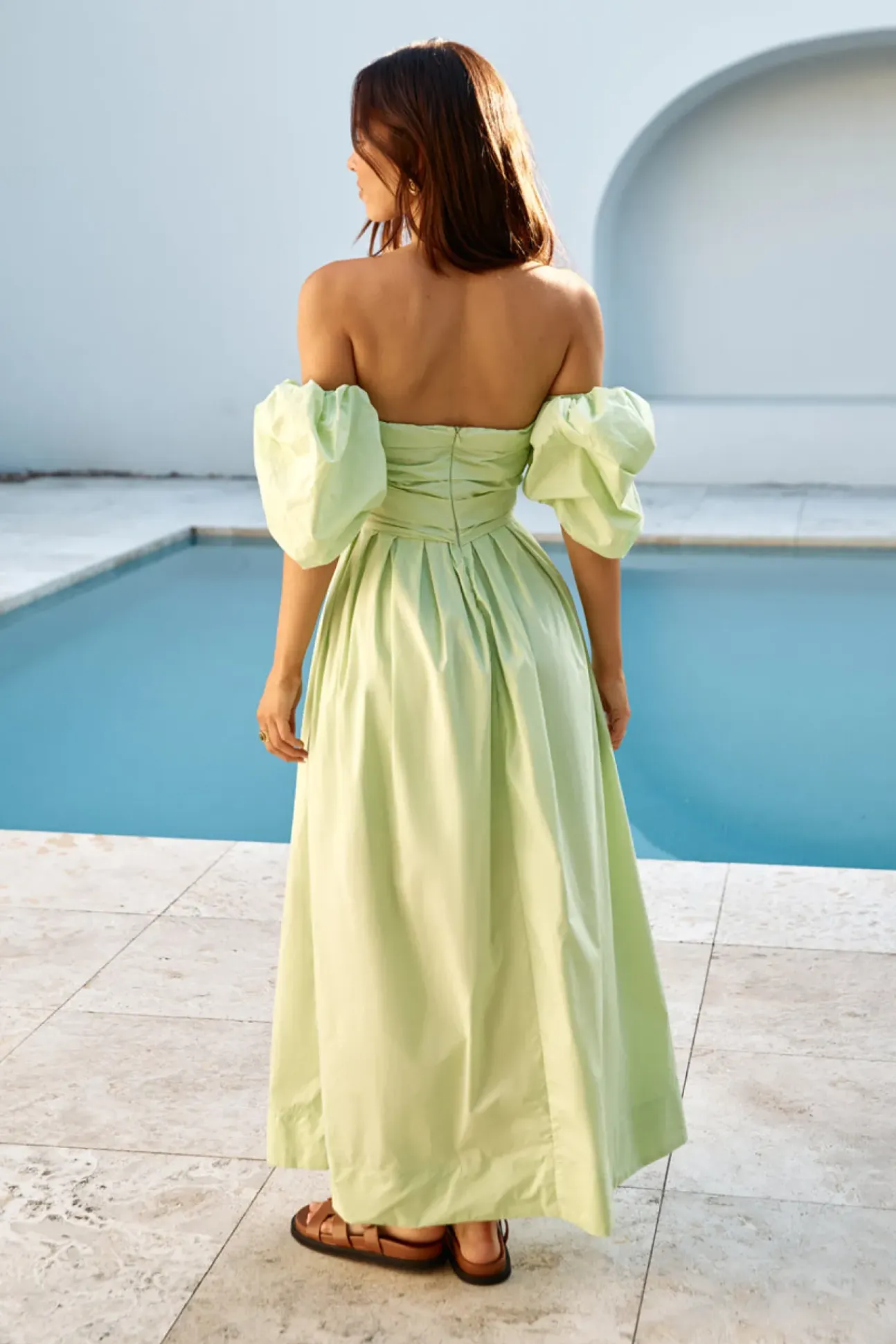 Bella Off-Shoulder Maxi Dress Green