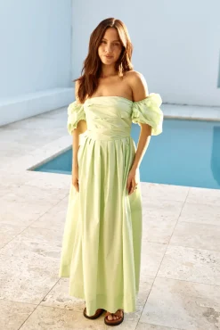 Bella Off-Shoulder Maxi Dress Green
