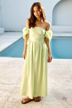 Bella Off-Shoulder Maxi Dress Green
