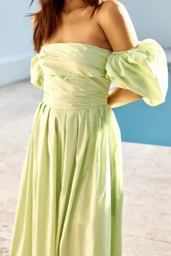 Bella Off-Shoulder Maxi Dress Green