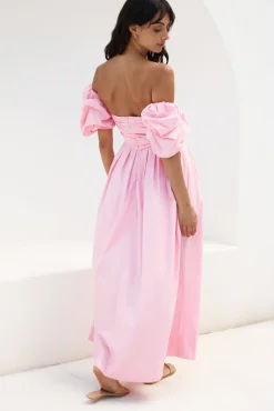Bella Off-Shoulder Maxi Dress Pink