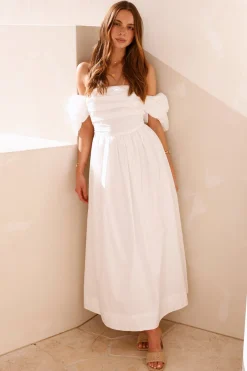 Bella Off-Shoulder Maxi Dress White