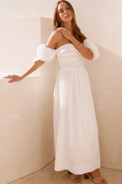Bella Off-Shoulder Maxi Dress White