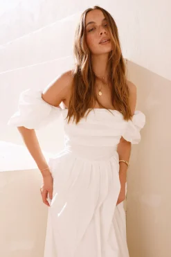 Bella Off-Shoulder Maxi Dress White