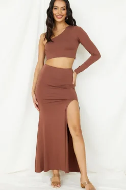 Birds Are Singing Crop Top Brown