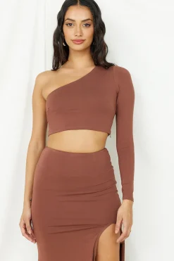 Birds Are Singing Crop Top Brown