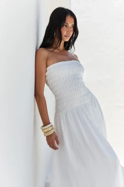 Blossom Bay Strapless Maxi Dress White