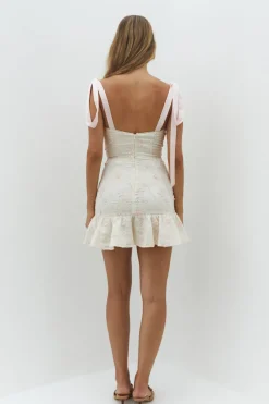 Blossom Embellish Mini Dress Cream