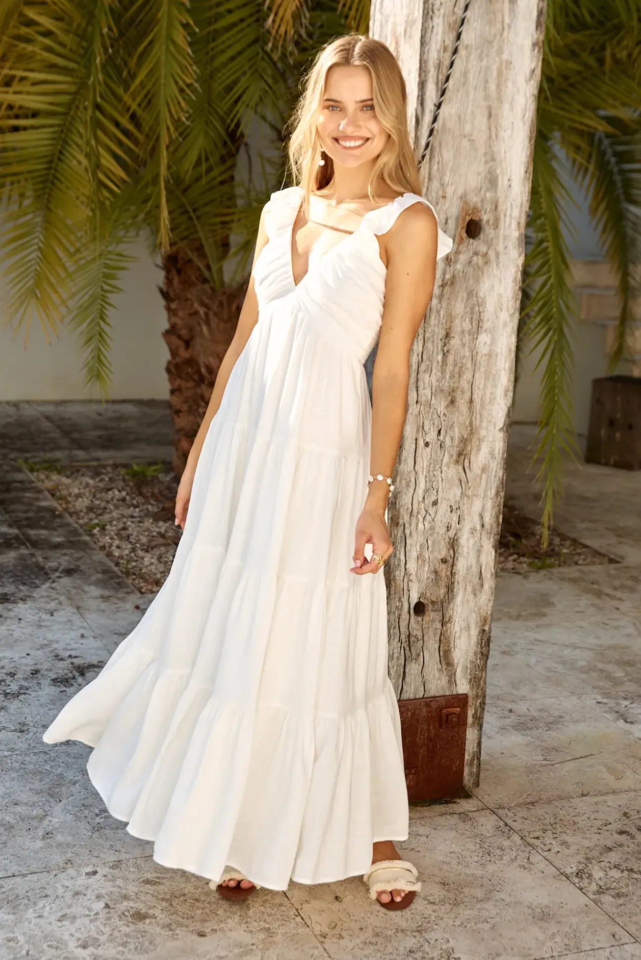 Blossoming Love Maxi Dress White