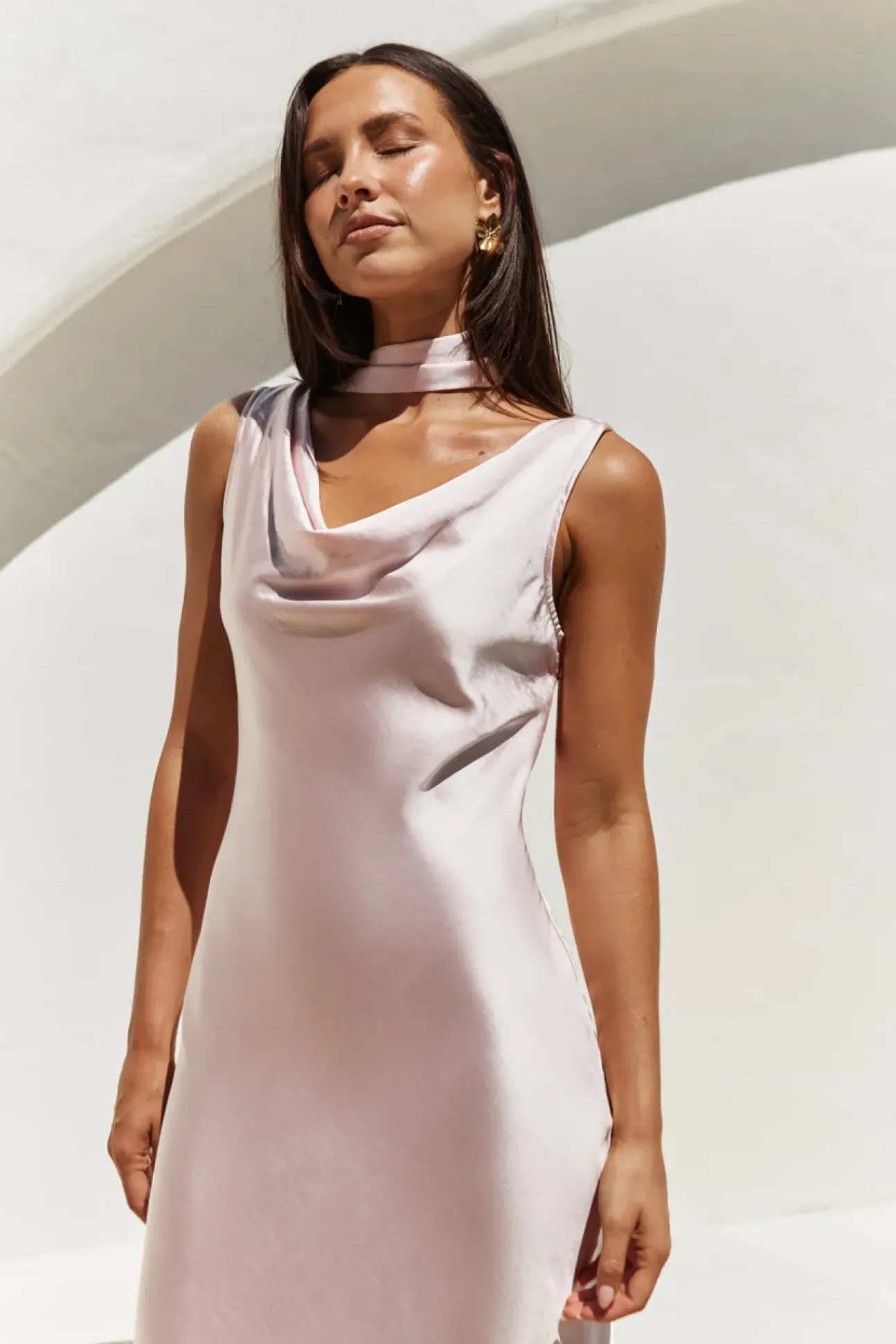 Blossom Kisses Satin Maxi Dress Pink