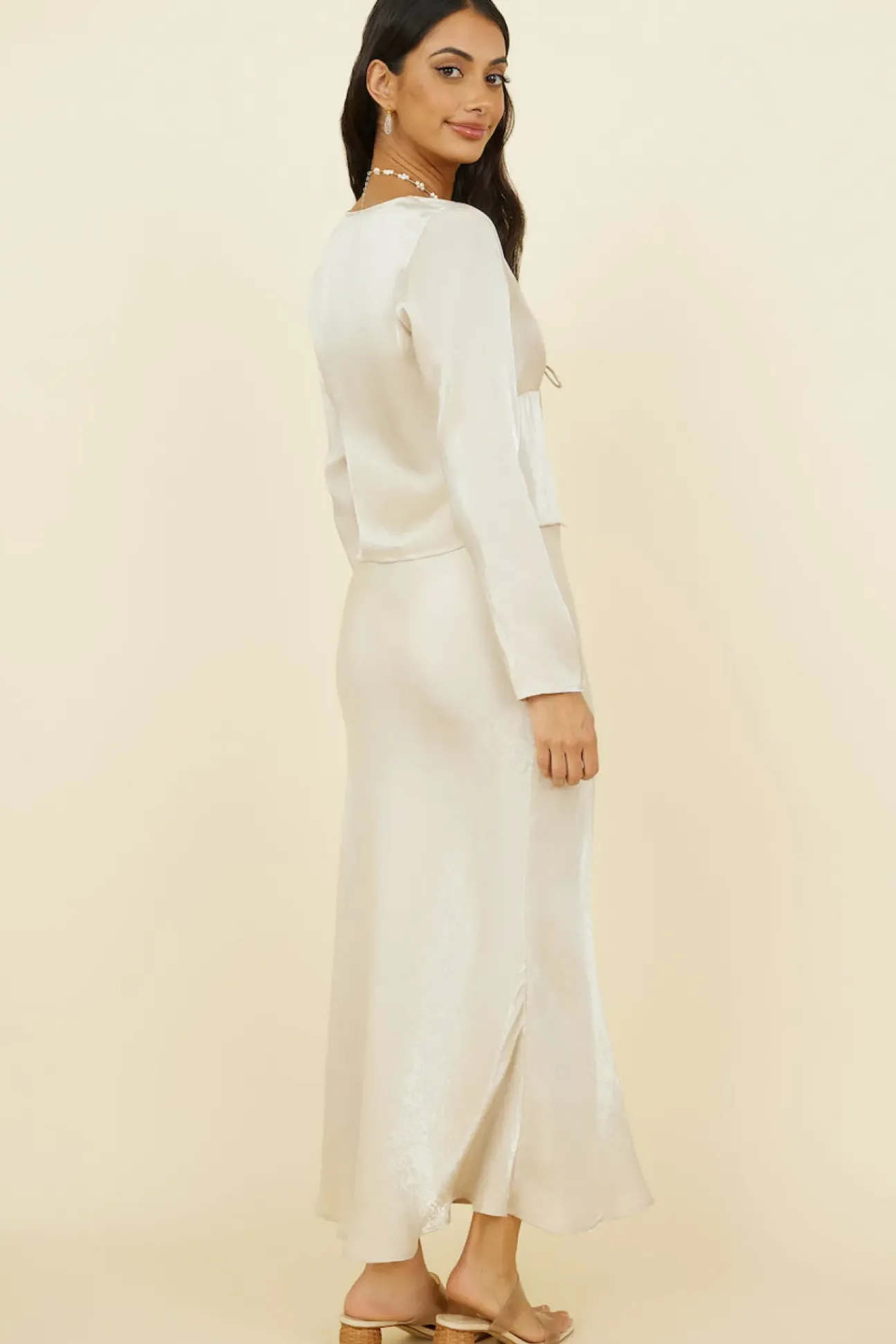 Bouquet of Flowers Maxi Skirt Champagne