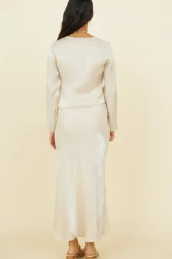 Bouquet of Flowers Maxi Skirt Champagne