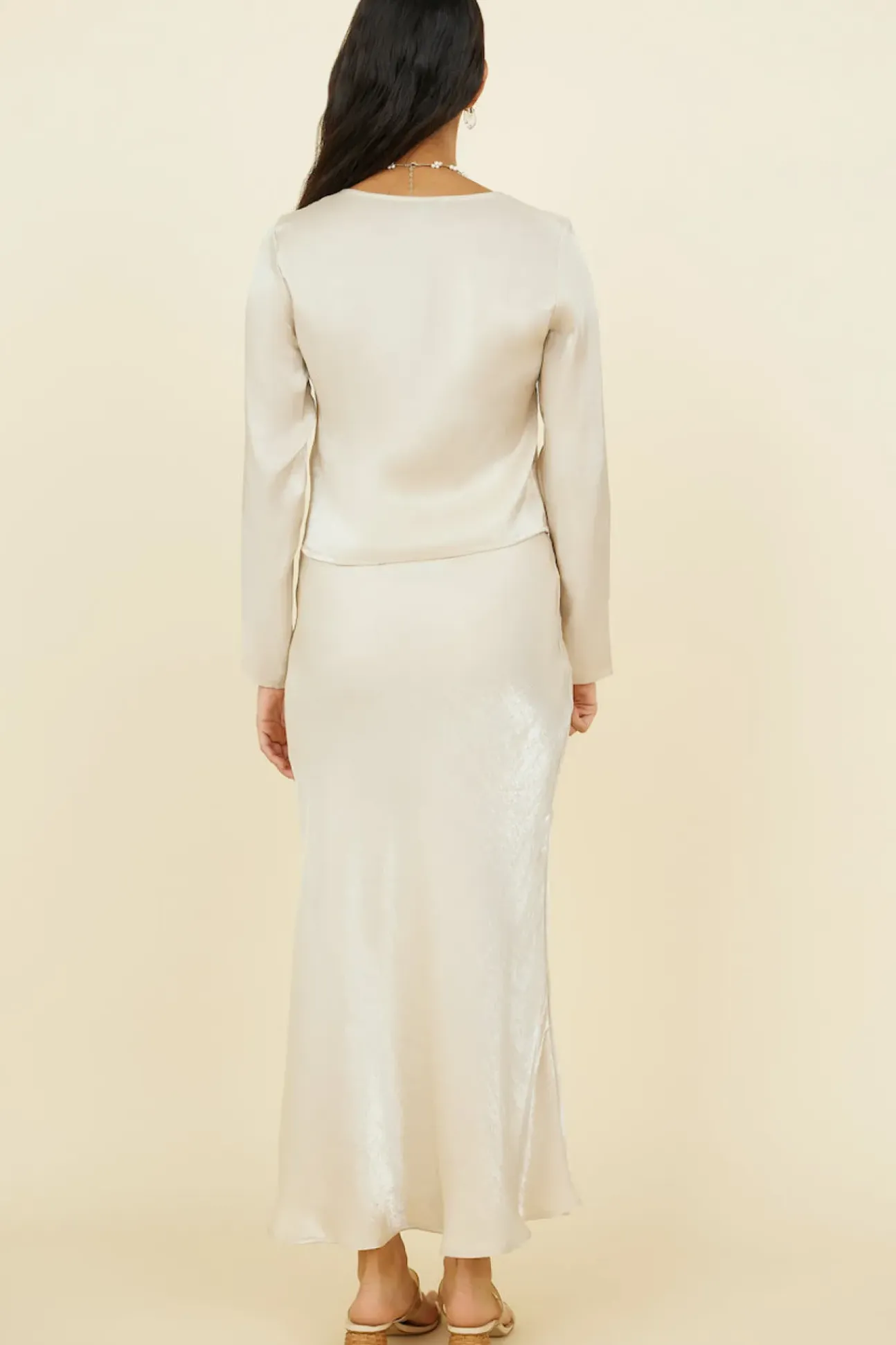 Bouquet of Flowers Maxi Skirt Champagne