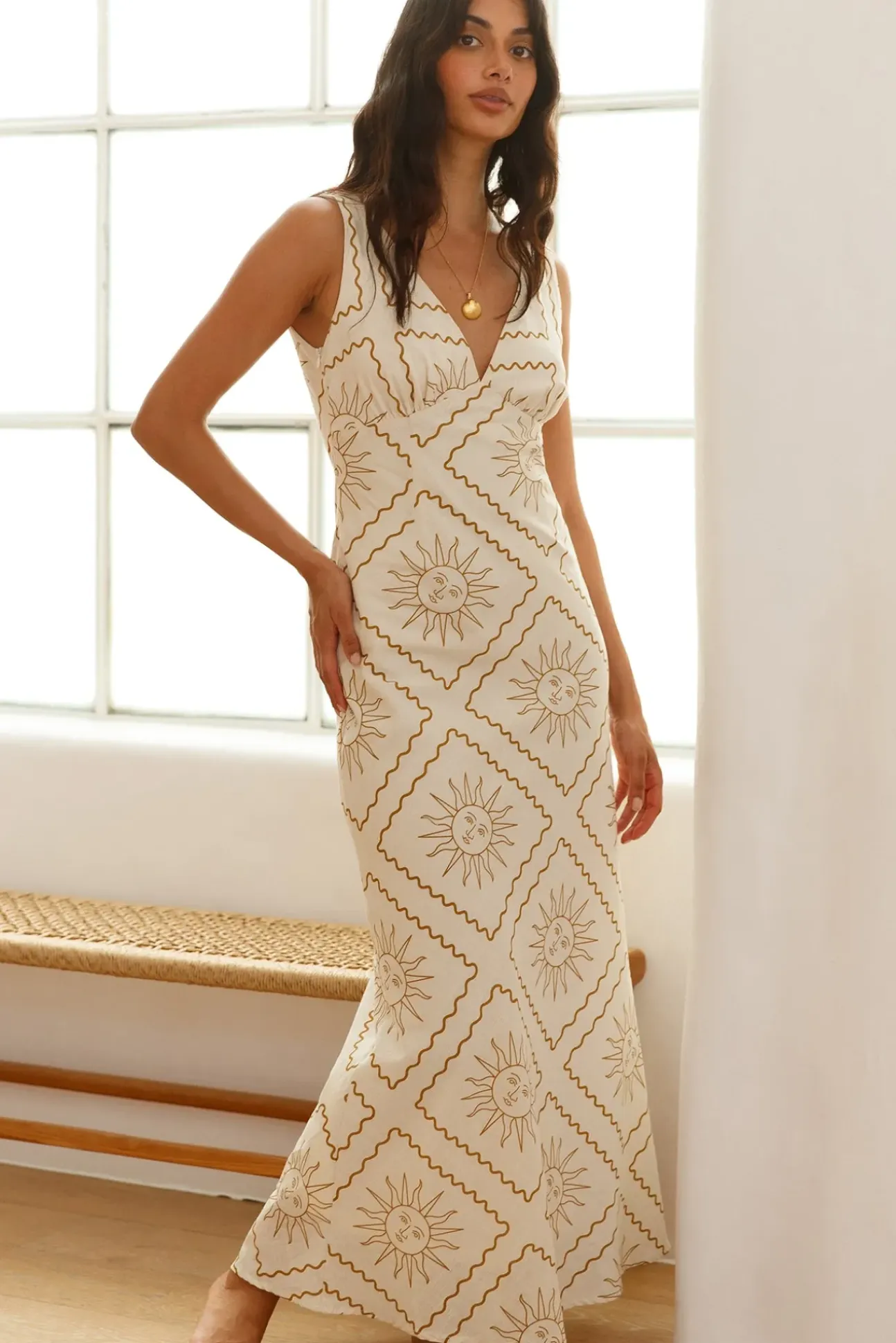 Breezy Blaze Maxi Dress Beige