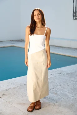 Brunch Date Midi Dress Beige