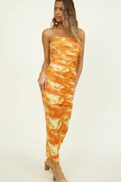 Burning Palms Maxi Dress Orange