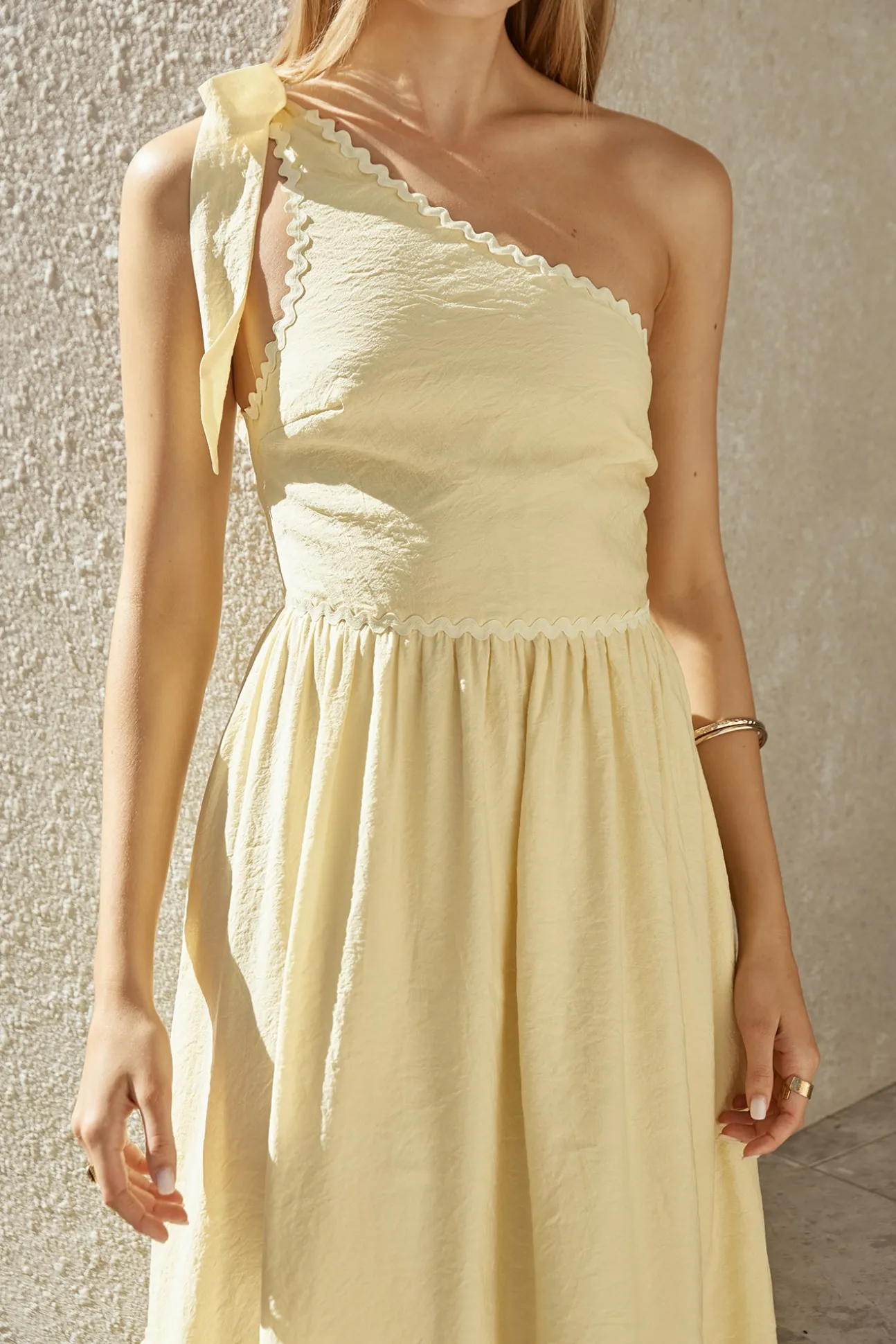 Busy Girl One Shoulder Maxi Dress Yellow