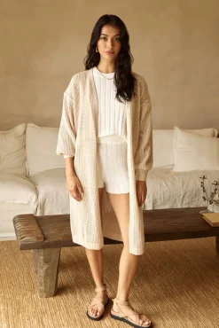 By The Fire Longline Cardigan Beige