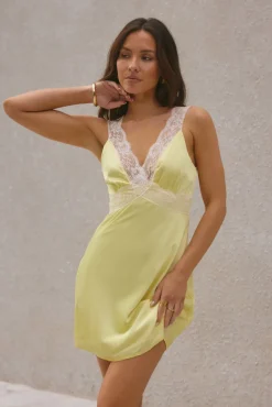 Calista Satin Mini Dress Yellow