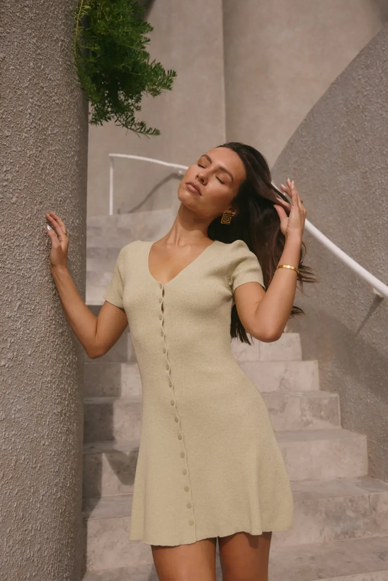 Carmina Knit Mini Dress Sage