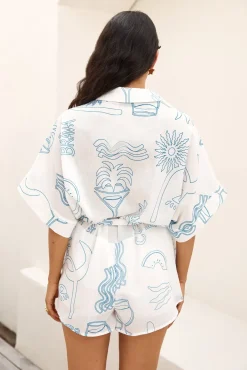 Catalonia Coast Romper Blue