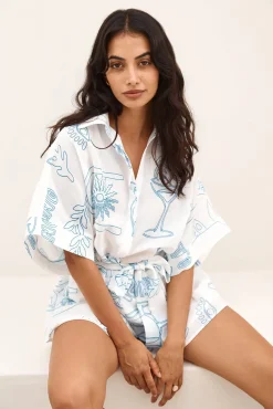 Catalonia Coast Romper Blue